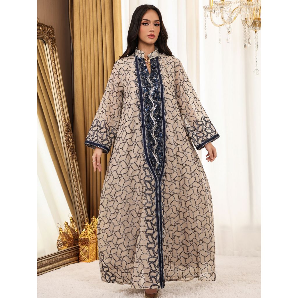 Women Embroidery Mesh Dress Abaya Muslim Jalabiya Ramadan Dresses Arab Long Robe Dubai Kaftan