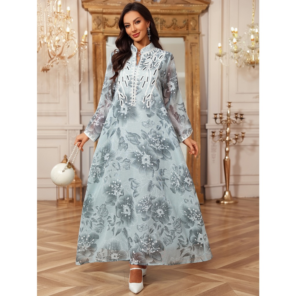 Long Dress Women Eid Muslim Abaya Party Dresses Embroidery Dubai Abayas Ramadan Kaftan Islam Arab Jalabiya Robe