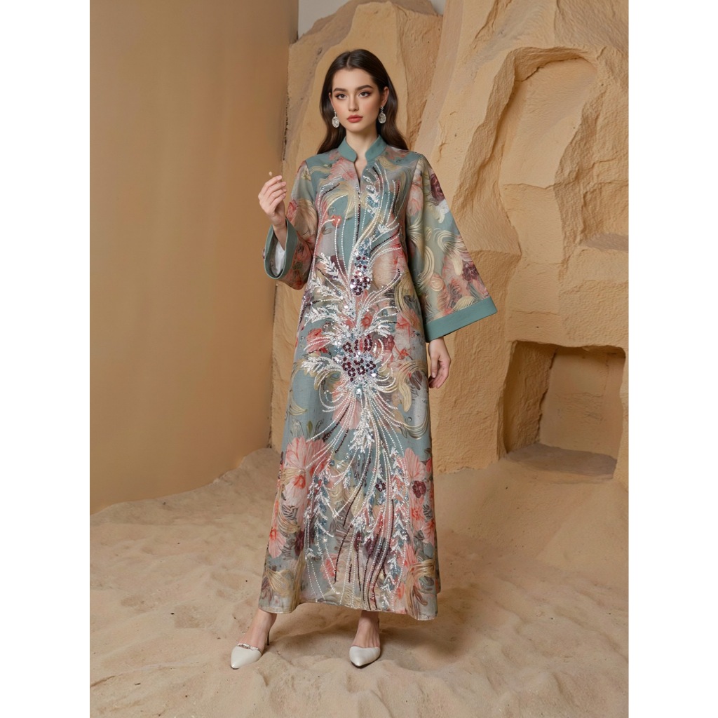 Evening Dresses Arab Long Robe Embroidery Muslim Women Party Jalabiya Ramadan Dubai Abayas Kaftan Islam