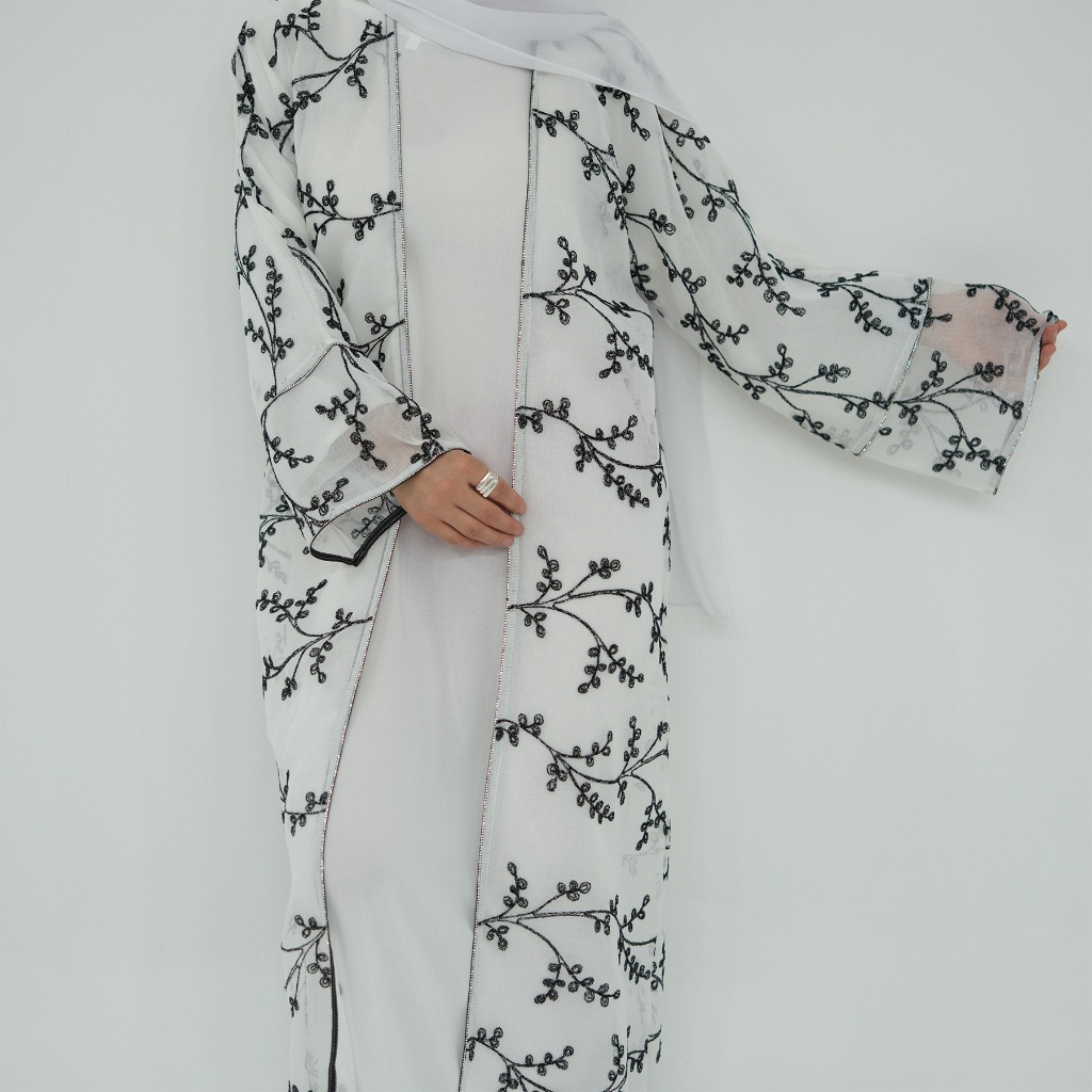 Muslim Women Dubai Abaya Luxury Embroidery Floral Long Dress Kimono Cardigan Kaftan Modest Robe Islamic Clothing