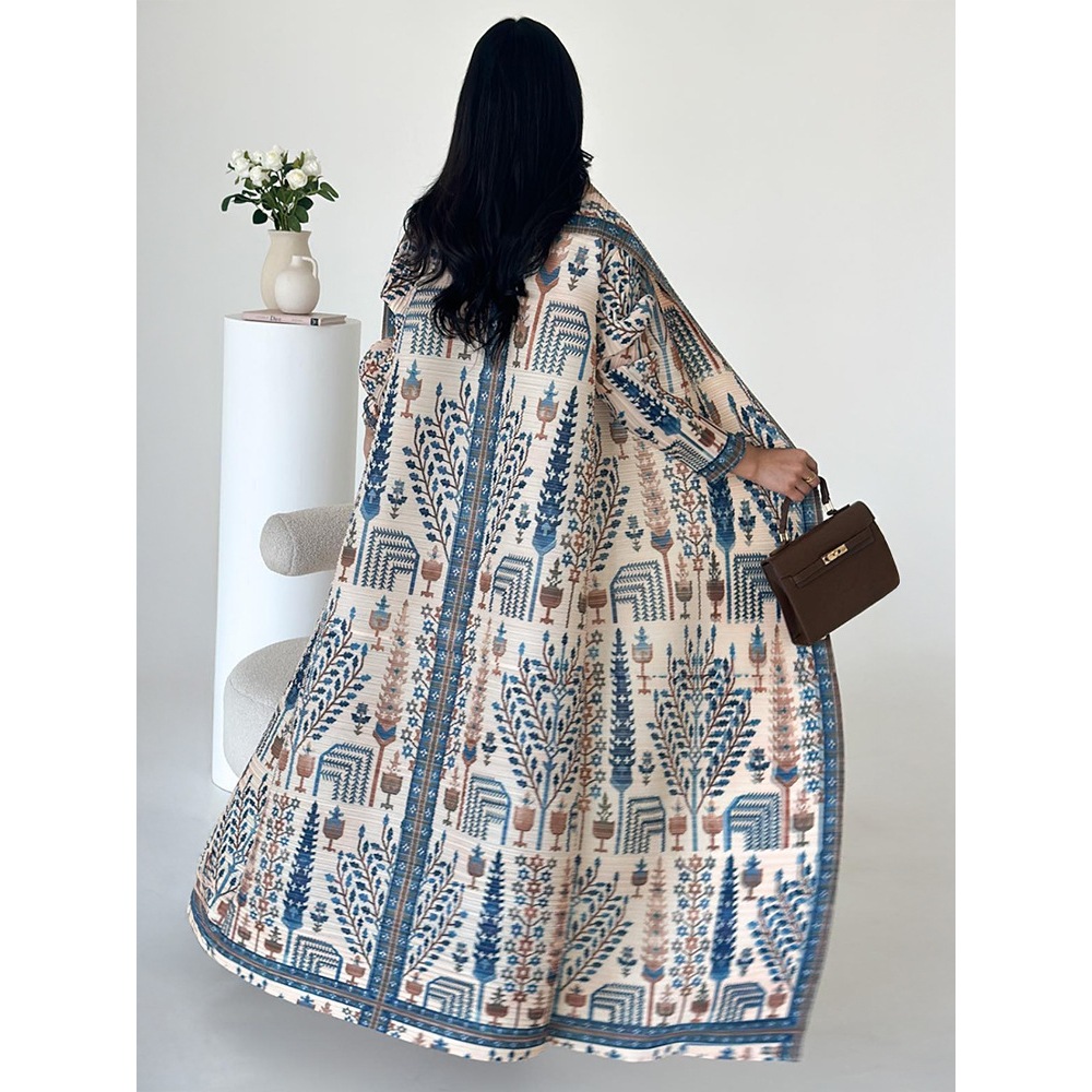 Women Fashion Abaya Vintage Printed Cardigan Design Loose Large Size Elegant Female Luxury Robe