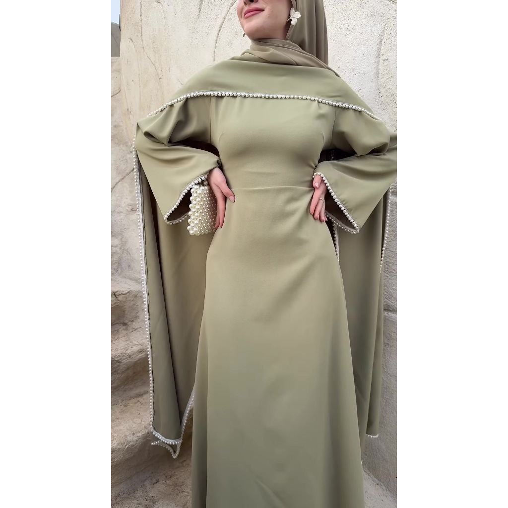 Elegant Long Sleeves Dresses Spring Women Bell Sleeve Long Dress High Waist Pullover Loose Knee Length Dress