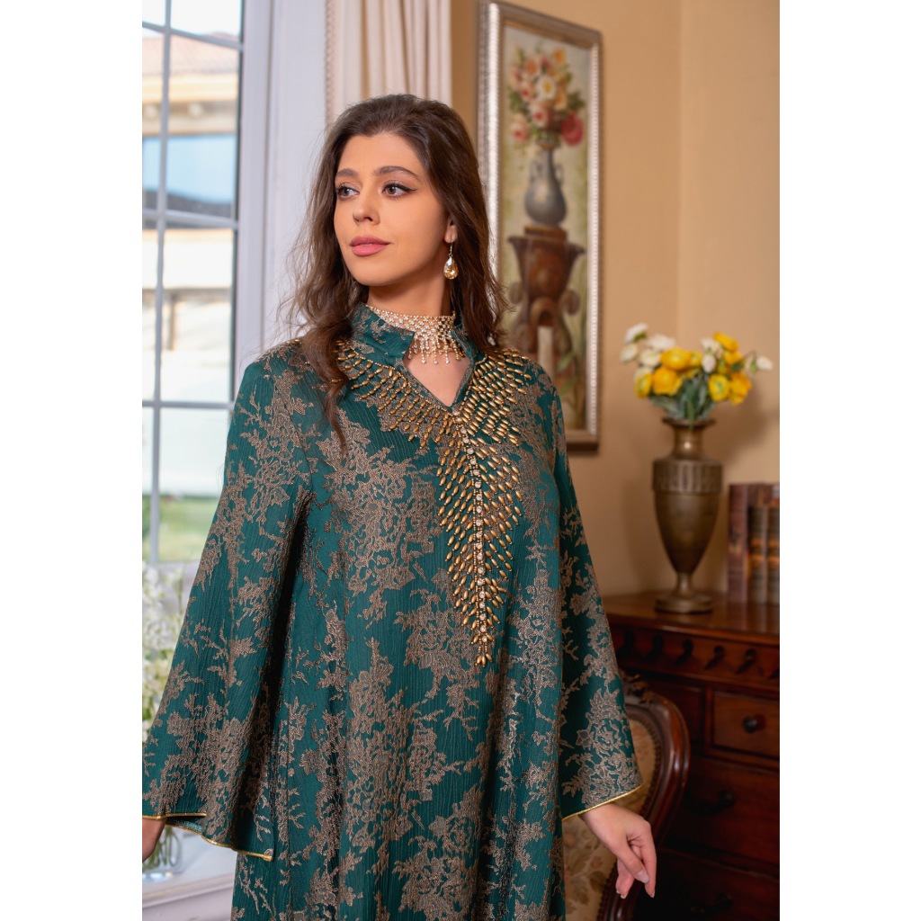 Muslim Dress for Women Abaya Beading Stand Collar Jalabiya Party Dresses Abayas Kaftan Abaya Arab Long Robe