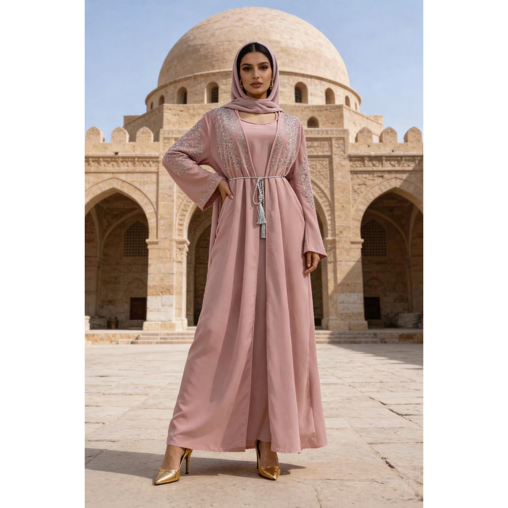 Elegant Plus Size Muslim Abaya Dress – Dubai Kaftan Jalabiya Robe for Women, Ramadan Party Outfit Long Gown