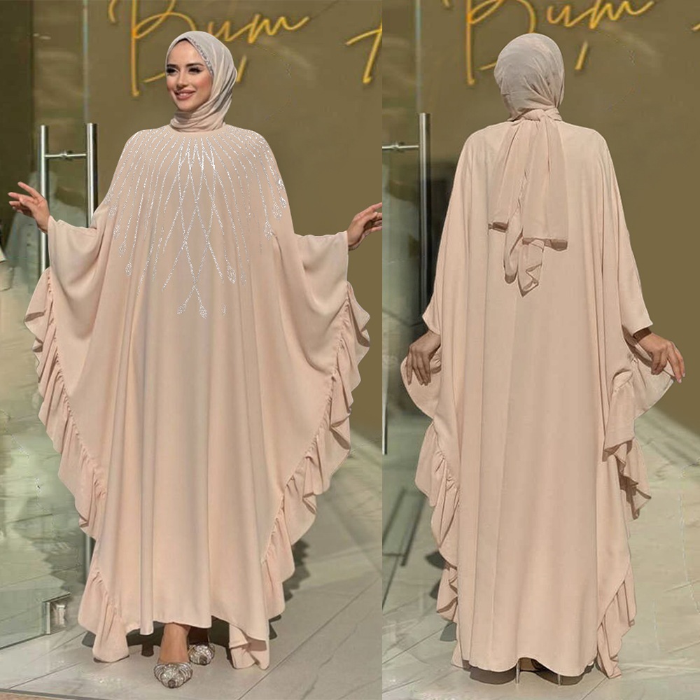Middle East Muslim New Fashion Women's Elegant Trendy Daily Casual Luxury Diamond Studded Dresses Female Abaya
