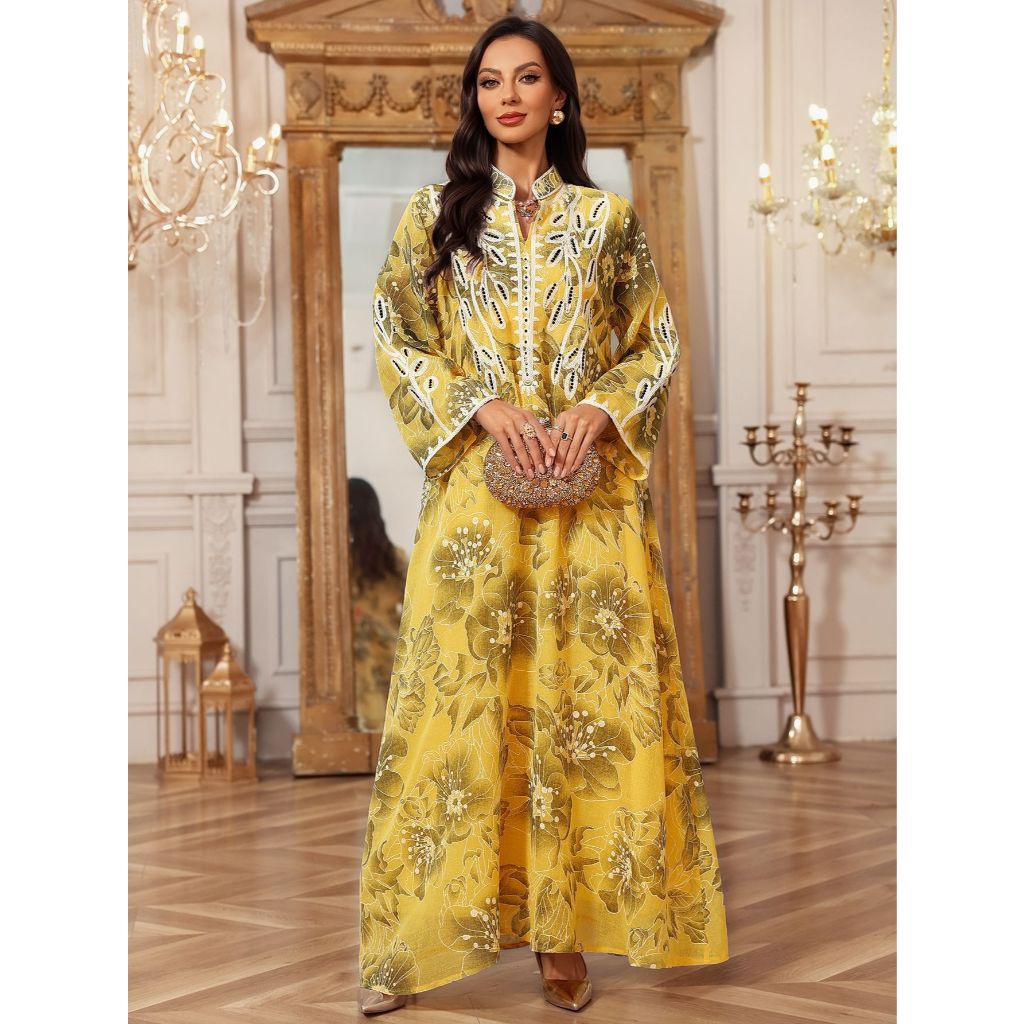 Long Dress Women Eid Muslim Abaya Party Dresses Embroidery Dubai Abayas Ramadan Kaftan Islam Arab Jalabiya Robe