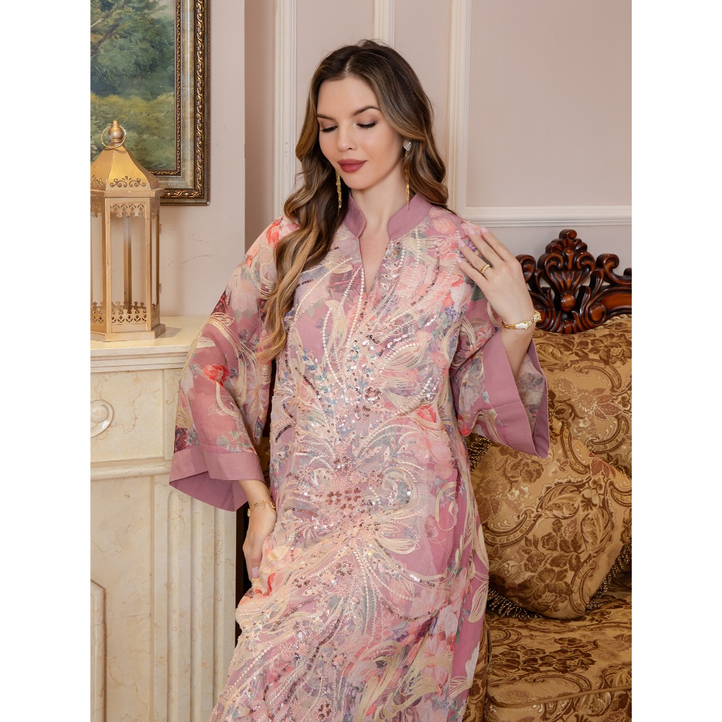 Evening Dresses Arab Long Robe Embroidery Muslim Women Party Jalabiya Ramadan Dubai Abayas Kaftan Islam