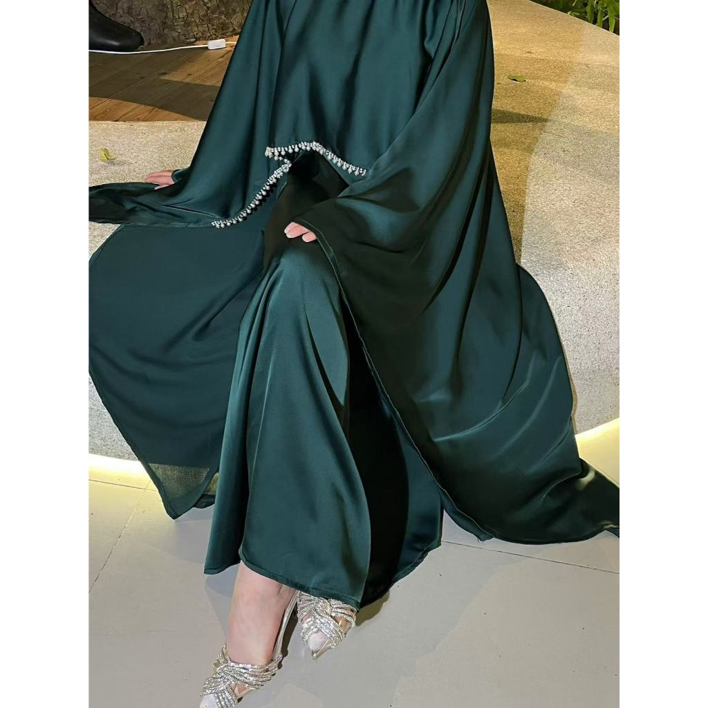 Elegant Pearl Chain Abaya Modest Abaya Muslim Hijab Ramadan Daily Commute Abaya Dubai Style Modest Robe
