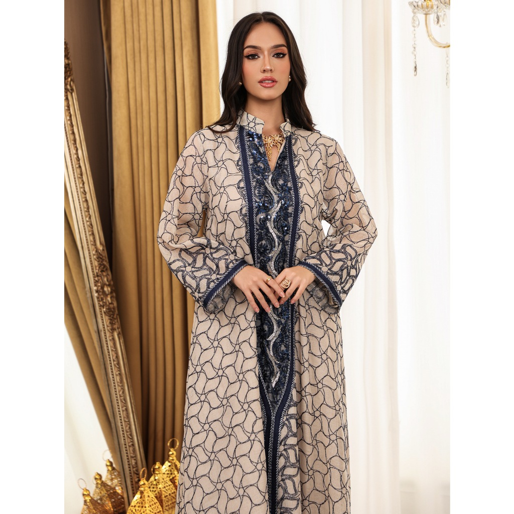 Women Embroidery Mesh Dress Abaya Muslim Jalabiya Ramadan Dresses Arab Long Robe Dubai Kaftan