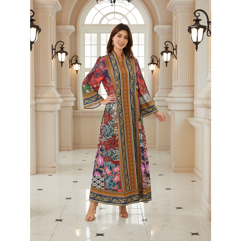 Luxurious Abaya Embroidered Floral Pullover Abaya Conservative Long Sleeve Abaya Designer Dubai Embroidered