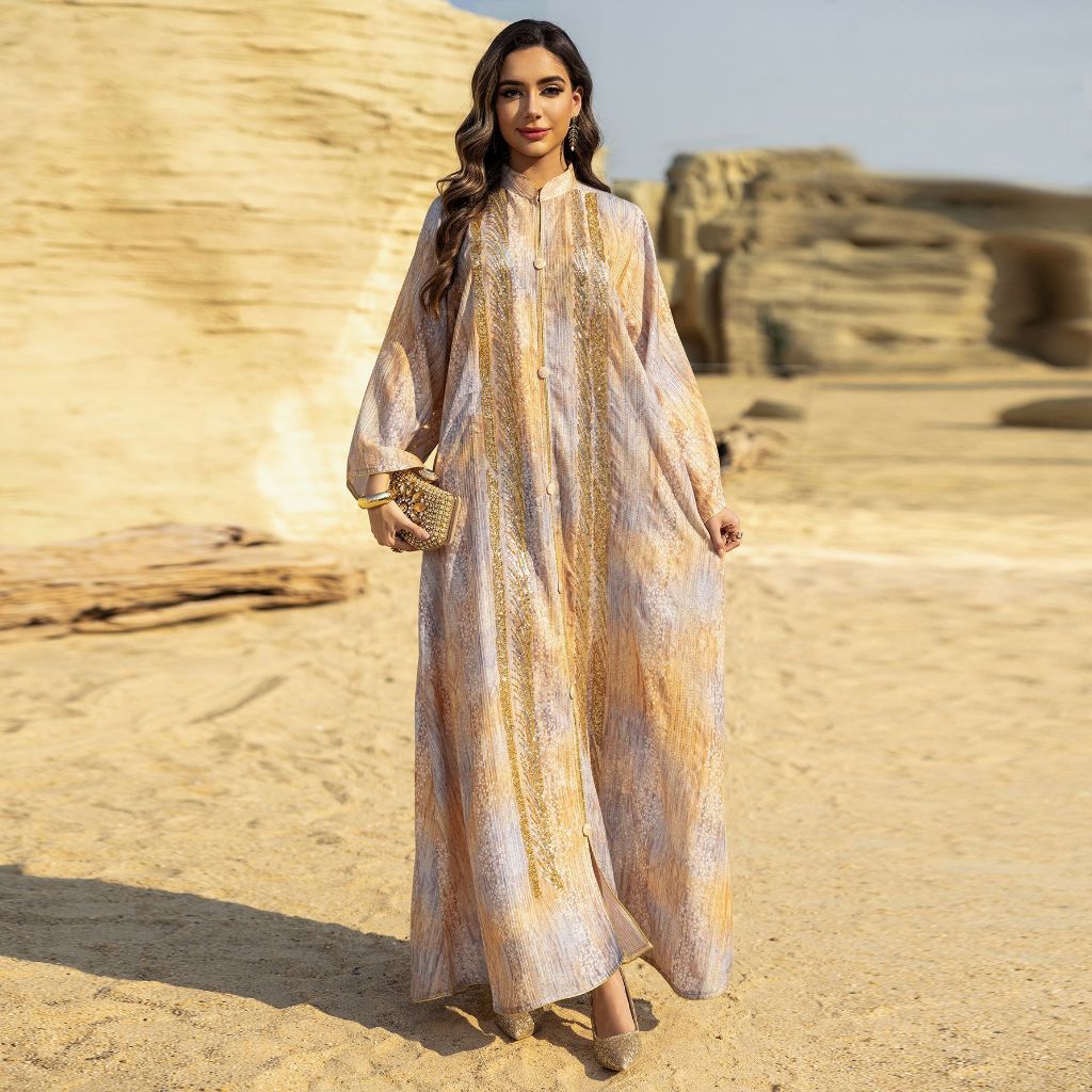 Women Dress Muslim Prayer Abaya Sequins Embroidery Abayas Dubai Islam Party Kaftan Robe Longue