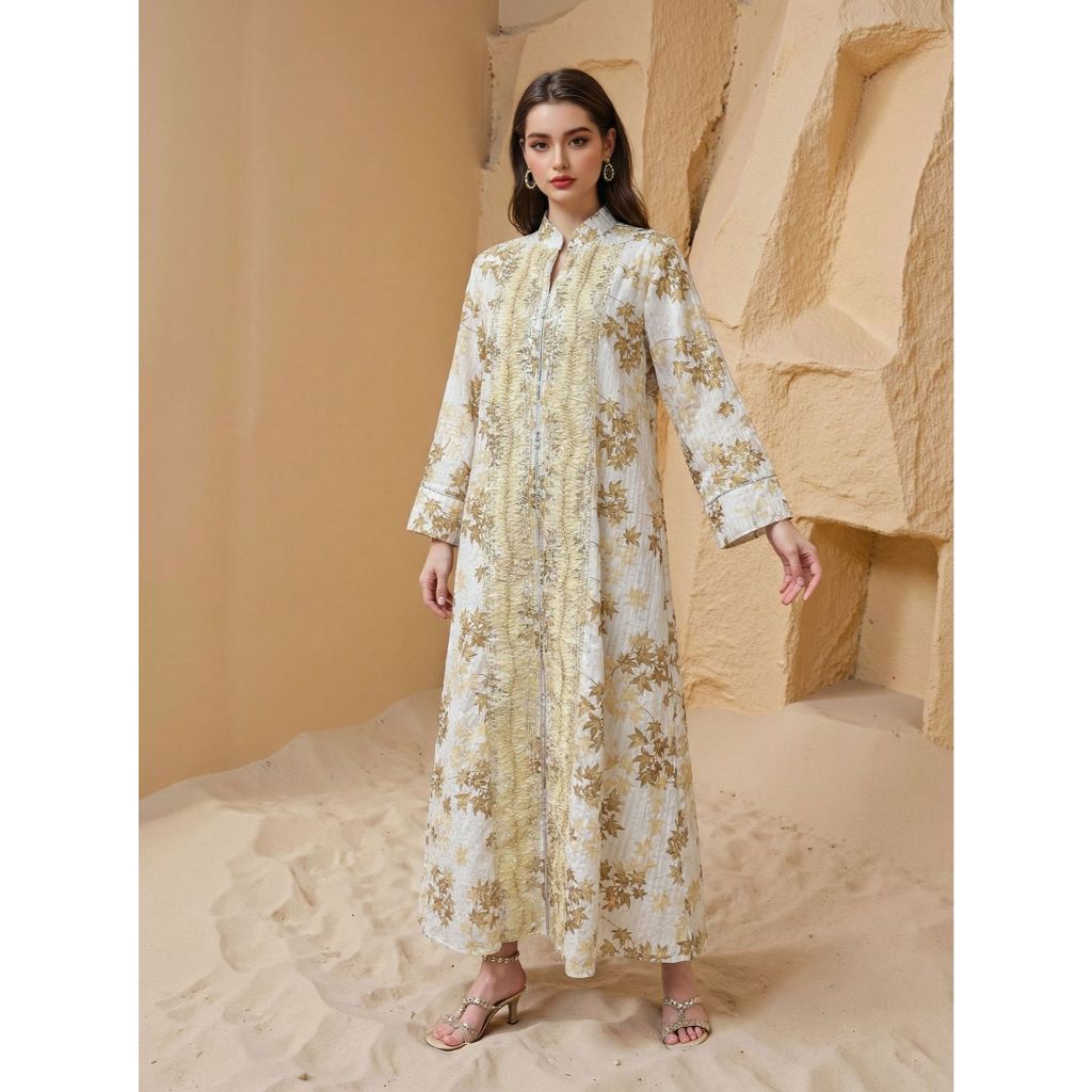 Muslim Party Dress for Women Jalabiya Abaya Ramadan Long Dresses Abayas Woman Kimono Print Caftan