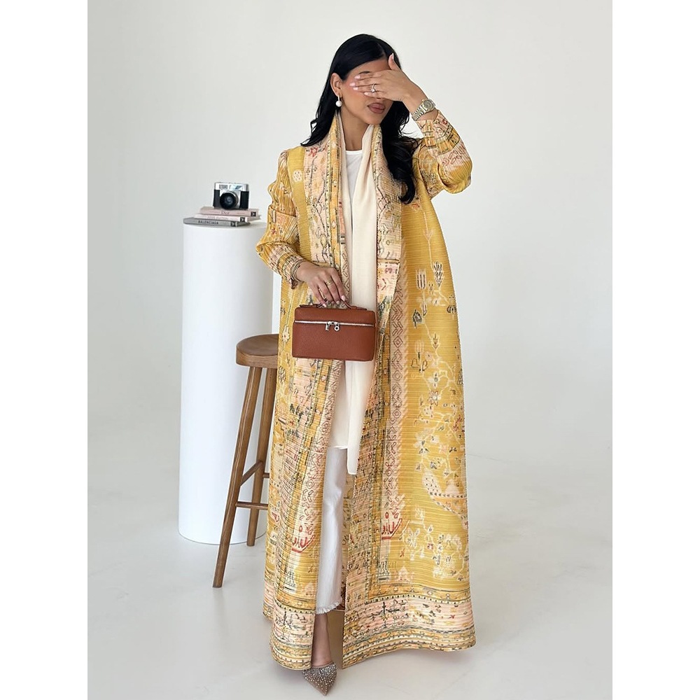 Women Fashion Abaya Vintage Printed Cardigan Design Loose Large Size Elegant Female Luxury Robe