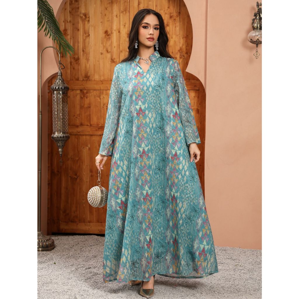 Dubai Luxury Floral Embroidery Abayas Muslim Rhinestone Decorated Loose Dress Women Clothes