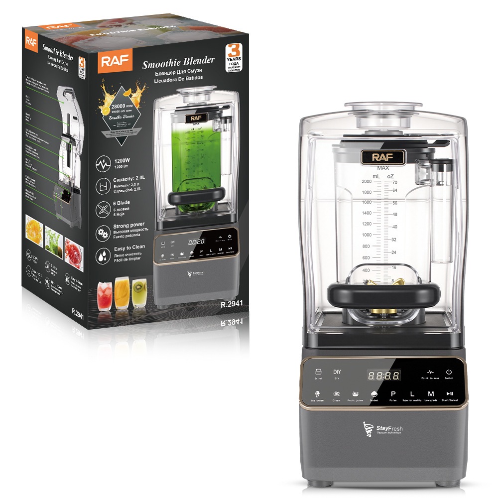 Soundproof Electric Smoothie Blender High 1200W Juicer Ice Crusher Milkshake Mix