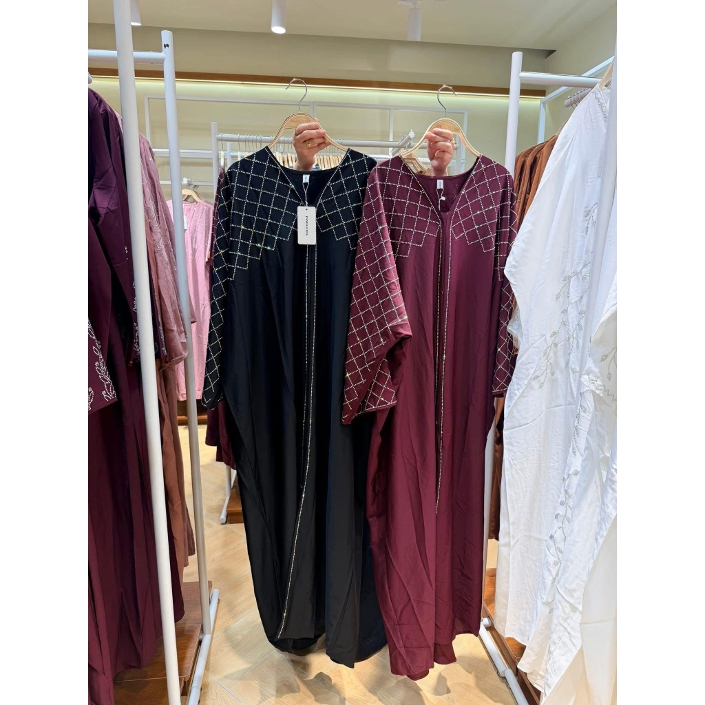 New Retro Style Arabian Mesh Rhinestone Women Dress Ethnic Style Muslim Dress