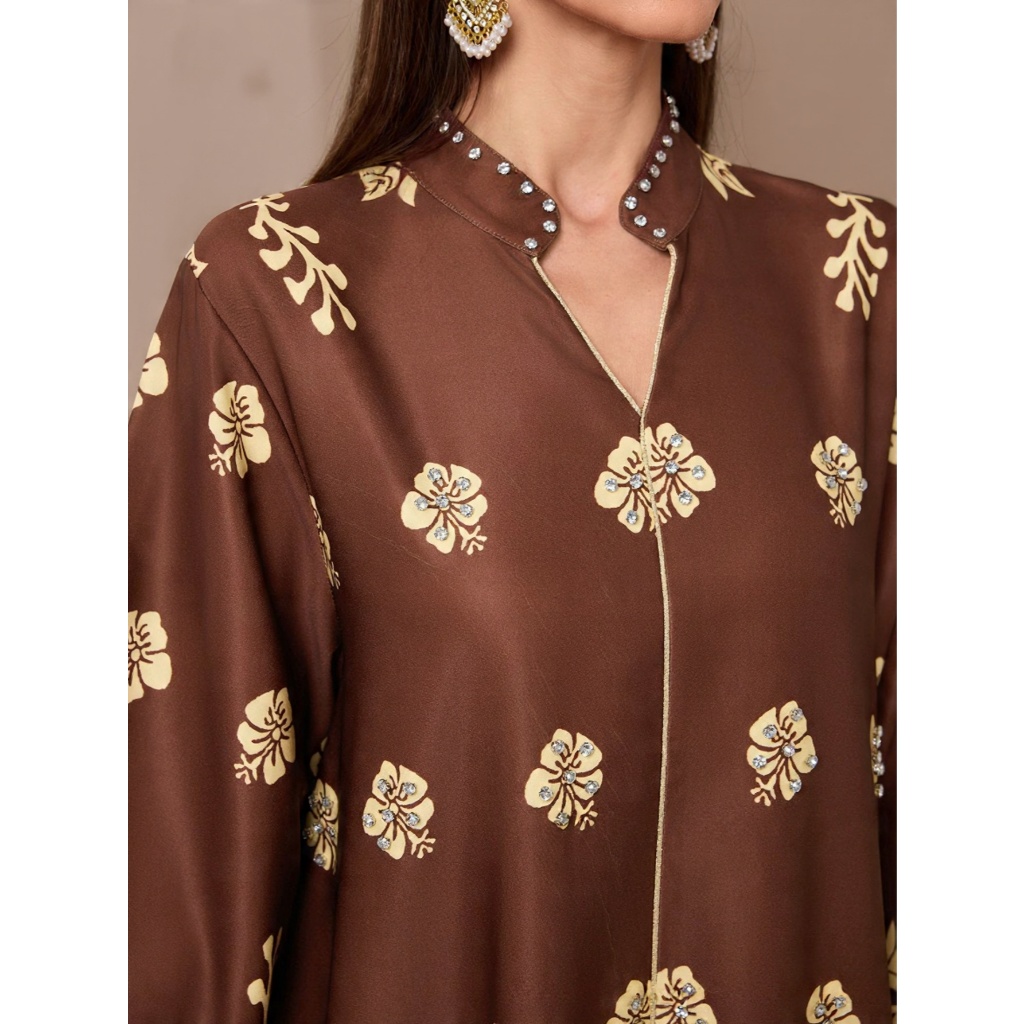 Women Print Dress Abaya Muslim Jalabiya Ramadan V Neck Party Dresses Arab Long Robe Dubai Kaftan