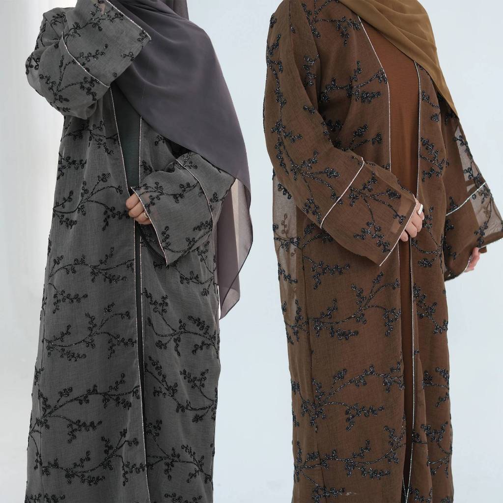 Muslim Women Dubai Abaya Luxury Embroidery Floral Long Dress Kimono Cardigan Kaftan Modest Robe Islamic Clothing