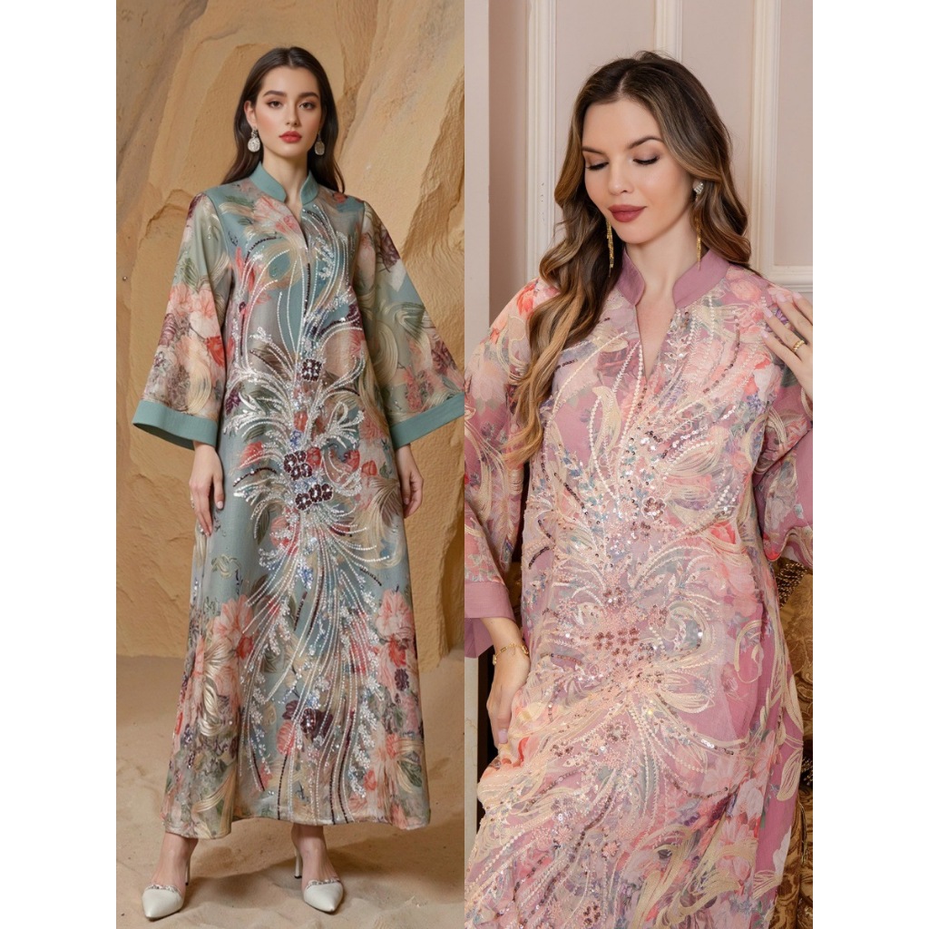 Evening Dresses Arab Long Robe Embroidery Muslim Women Party Jalabiya Ramadan Dubai Abayas Kaftan Islam