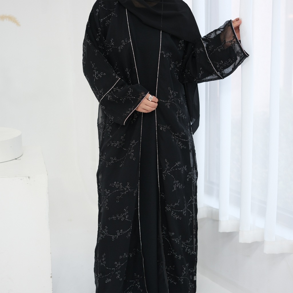 Muslim Women Dubai Abaya Luxury Embroidery Floral Long Dress Kimono Cardigan Kaftan Modest Robe Islamic Clothing