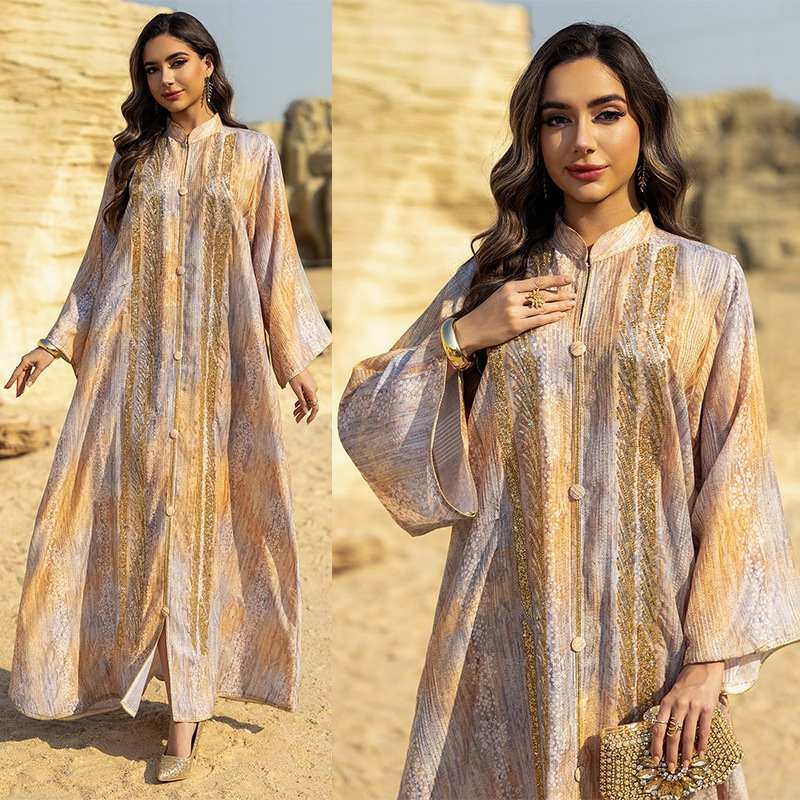 Women Dress Muslim Prayer Abaya Sequins Embroidery Abayas Dubai Islam Party Kaftan Robe Longue