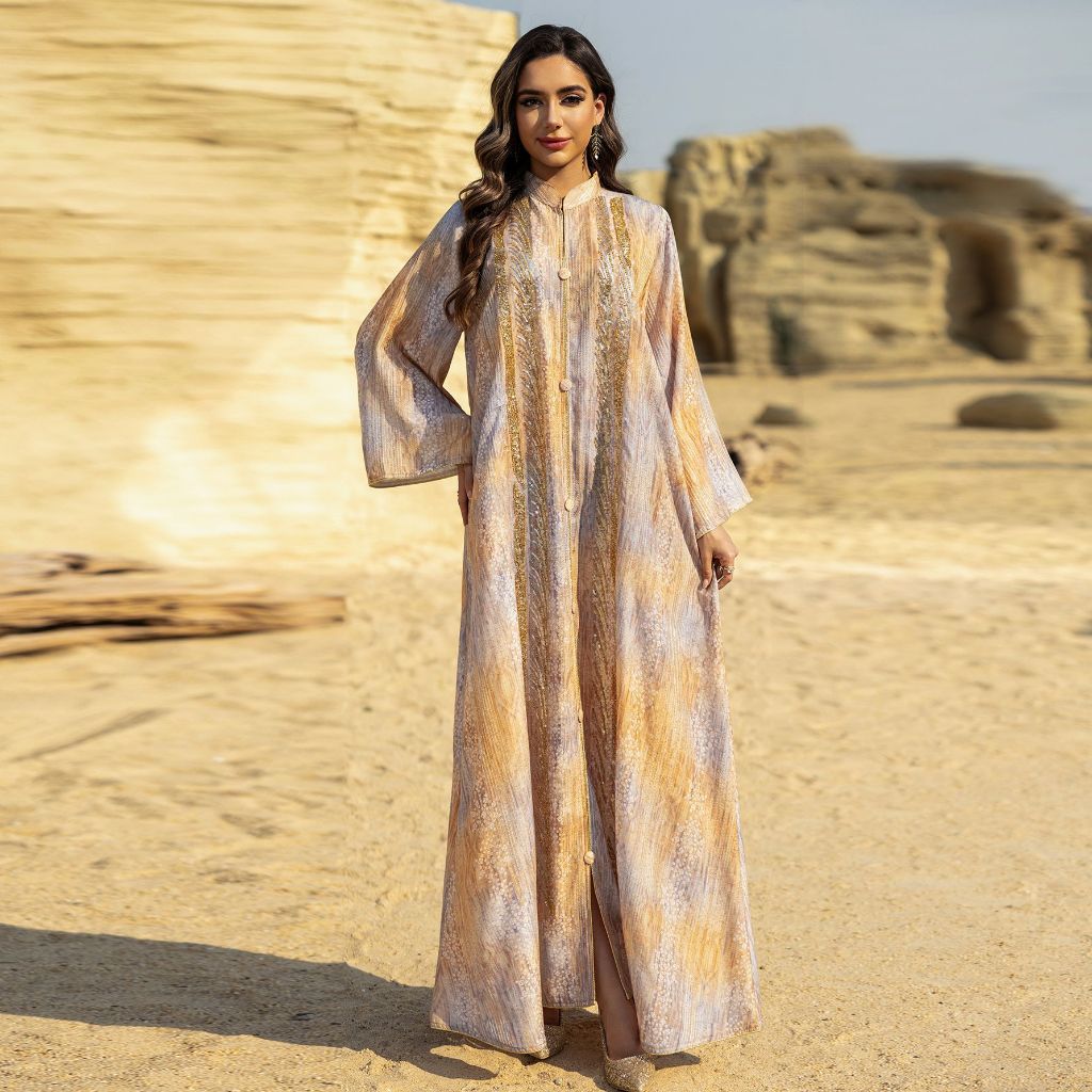 Women Dress Muslim Prayer Abaya Sequins Embroidery Abayas Dubai Islam Party Kaftan Robe Longue
