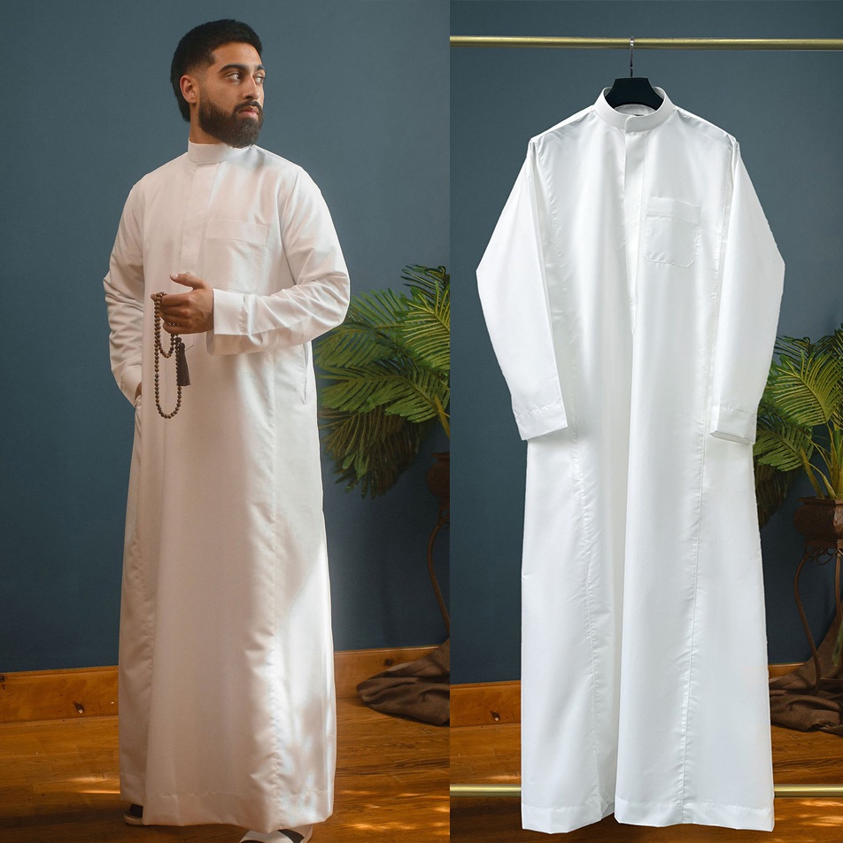 SAUDI AL-ASIL PRIEMER Muslim Men Jubba Thobe Zipper Kimono Dress Saudi Islamic Muslim Clothing Abaya Dubai Arab Dress