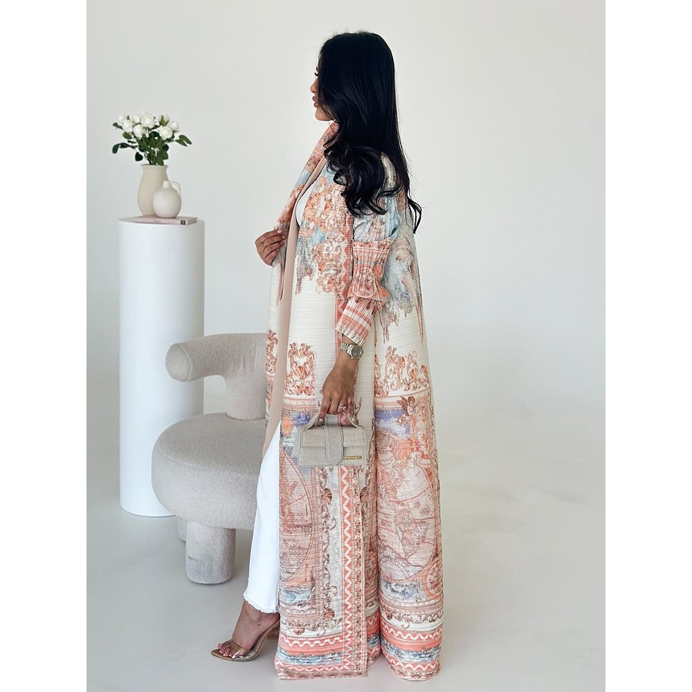Women Fashion Abaya Vintage Printed Cardigan Design Loose Large Size Elegant Female Luxury Robe