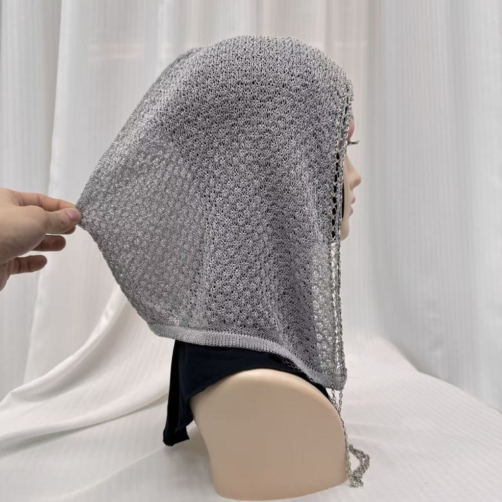 Baraclava handmade hollow-out face slimming shiny beanie knitted wool hat