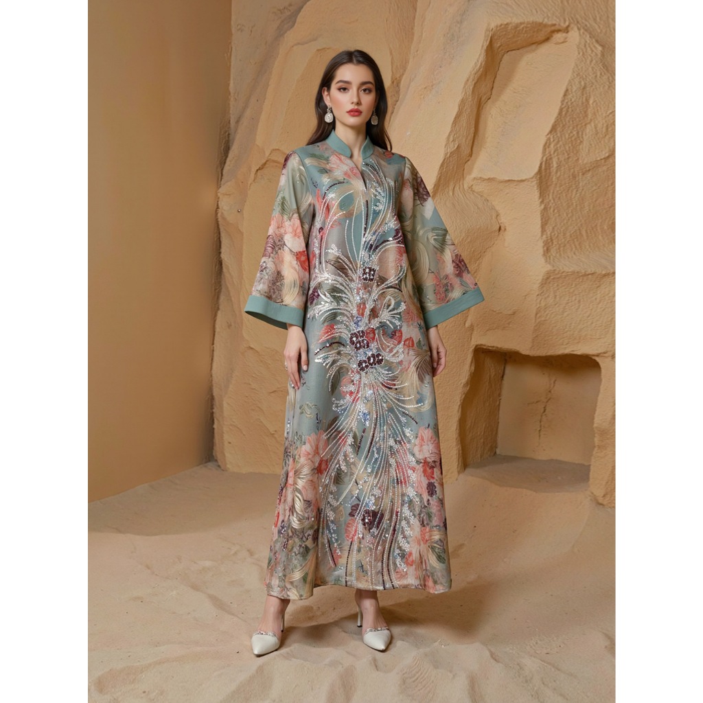 Evening Dresses Arab Long Robe Embroidery Muslim Women Party Jalabiya Ramadan Dubai Abayas Kaftan Islam