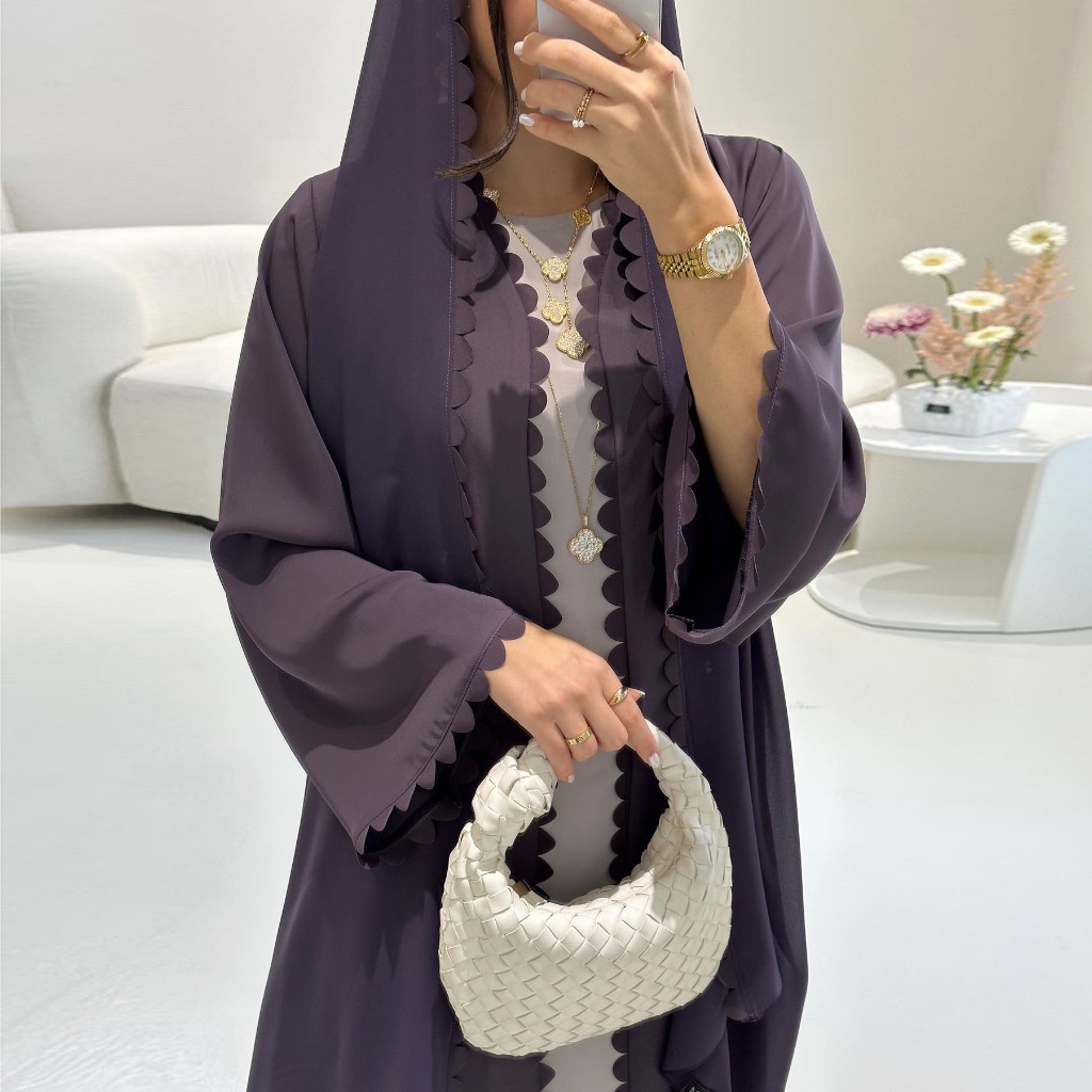 Women Abaya Cardigan Dress with Scarf Muslim Caftan Robe Jalabiya Ramadan Dubai Kaftan Abayas