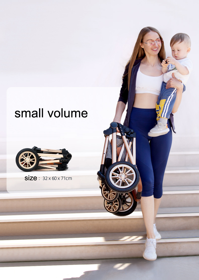 Luxury Portable Travel Pram 3 in 1Baby Stroller High Landscape Baby Pushchair Baby Travel Stroller Newborn Stroller - detail 9