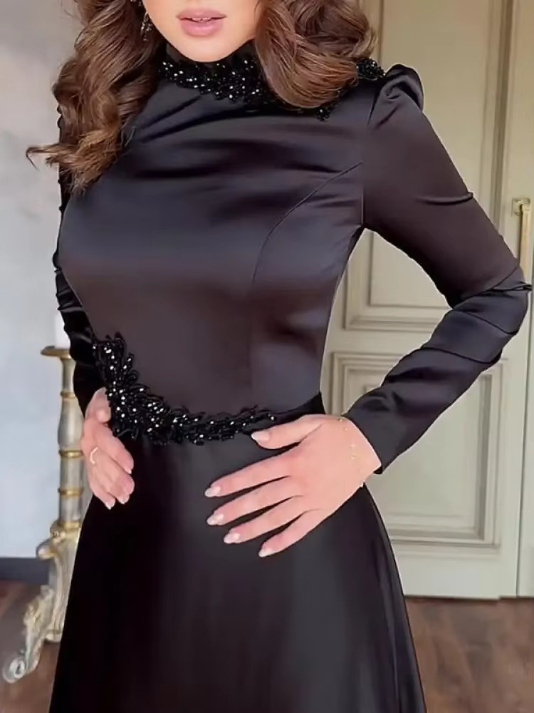 Women Party Dresses Abaya Appliques Ramadan Eid Muslim Kaftan Dubai Islam Arab Long Robe Jalabiya Vestidos Abayas - detail 9