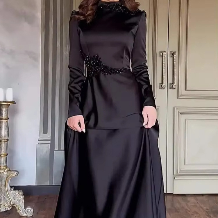 Women Party Dresses Abaya Appliques Ramadan Eid Muslim Kaftan Dubai Islam Arab Long Robe Jalabiya Vestidos Abayas - detail 1