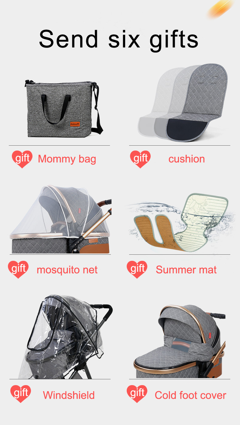 Luxury Portable Travel Pram 3 in 1Baby Stroller High Landscape Baby Pushchair Baby Travel Stroller Newborn Stroller - detail 1