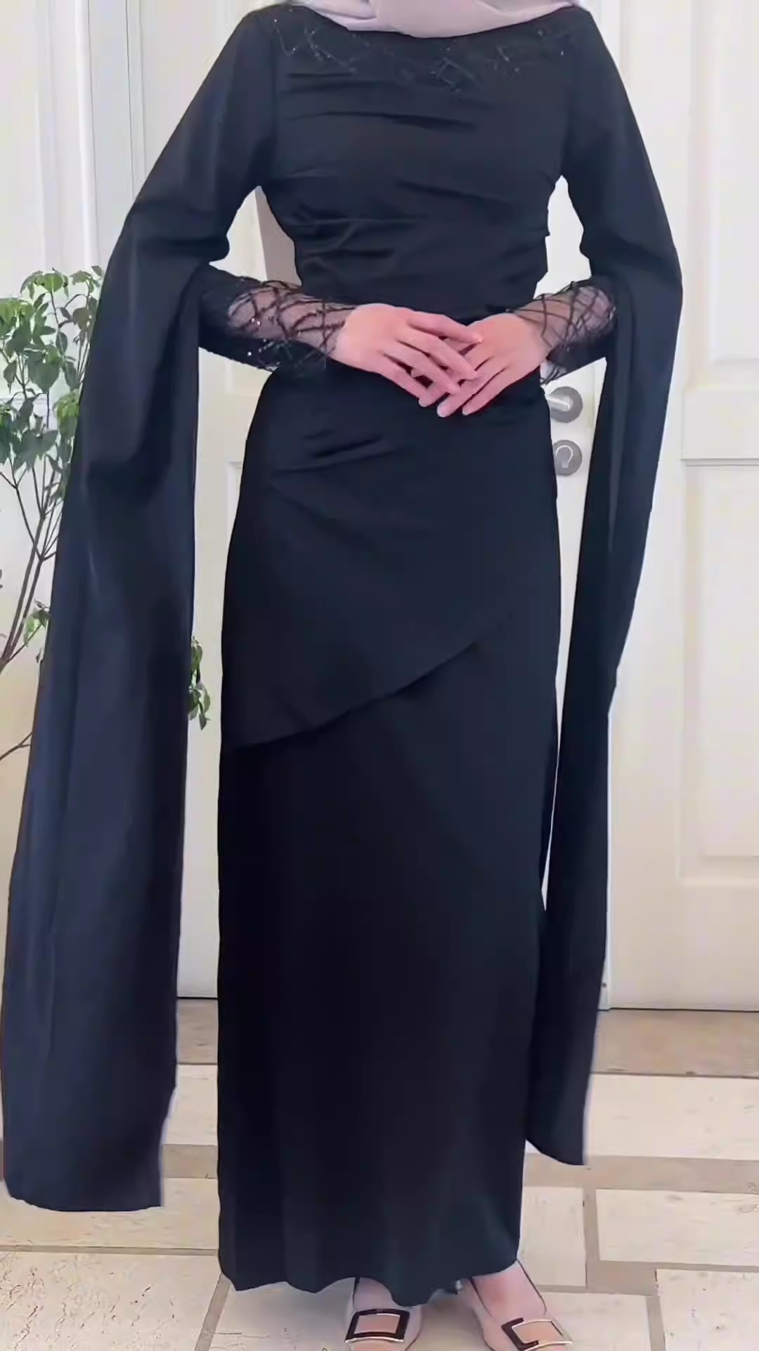 Arab Muslim Abaya for Women Elegant Long Dress Abayas Kaftan Summer Split Sleeve Maxi Party Ramadan Gown - detail 8