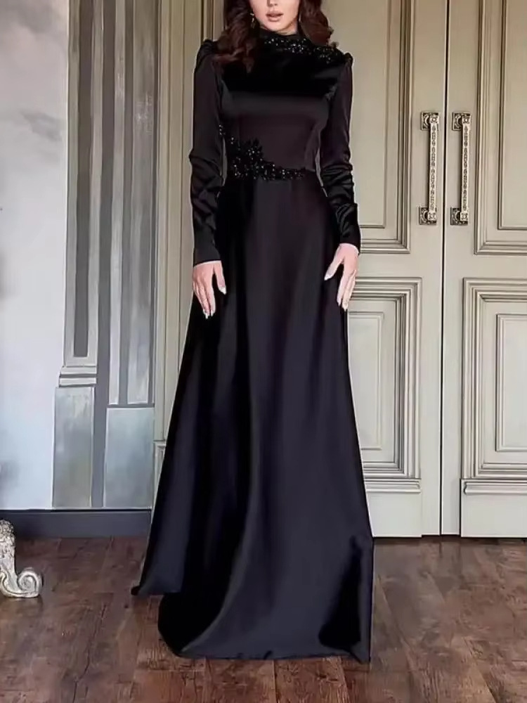 Women Party Dresses Abaya Appliques Ramadan Eid Muslim Kaftan Dubai Islam Arab Long Robe Jalabiya Vestidos Abayas - detail 7