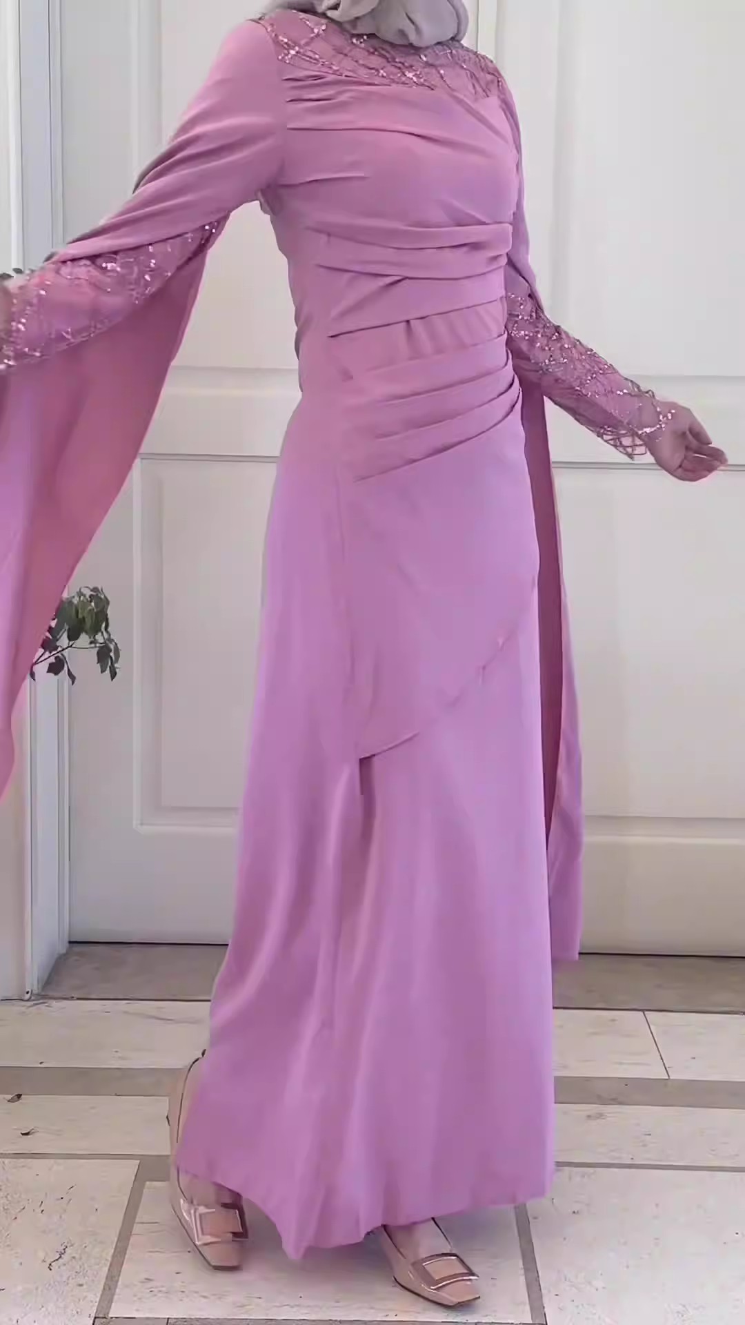 Arab Muslim Abaya for Women Elegant Long Dress Abayas Kaftan Summer Split Sleeve Maxi Party Ramadan Gown - detail 10