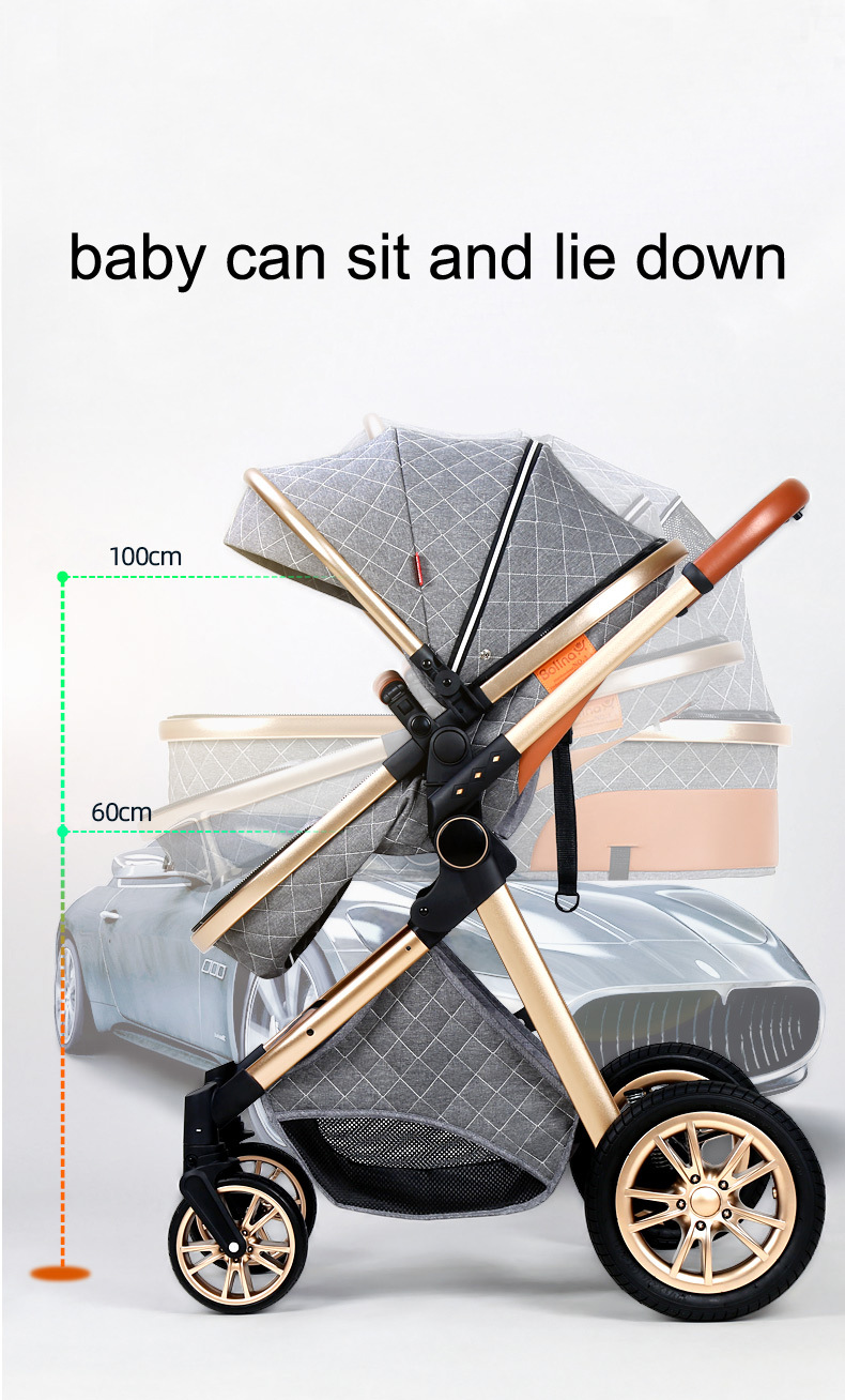 Luxury Portable Travel Pram 3 in 1Baby Stroller High Landscape Baby Pushchair Baby Travel Stroller Newborn Stroller - detail 12