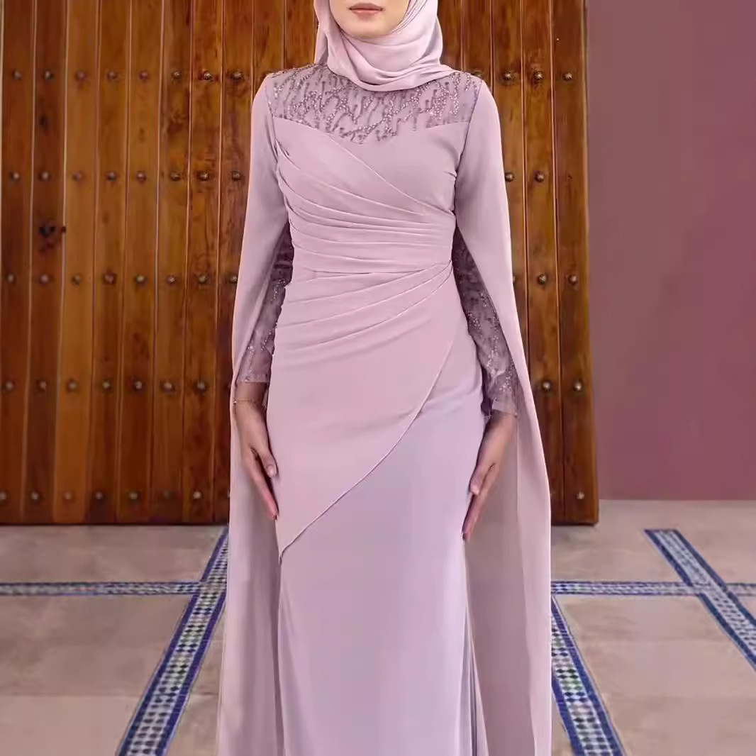 Arab Muslim Abaya for Women Elegant Long Dress Abayas Kaftan Summer Split Sleeve Maxi Party Ramadan Gown - detail 4