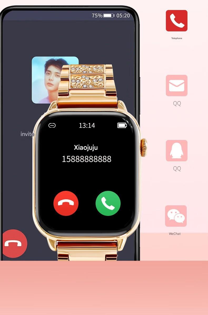 New Fashion Women Smart Watch Full Alloy Case AMOLED HD Screen Custom Dial Female Health Monitoring BT Call Smart - detail 4