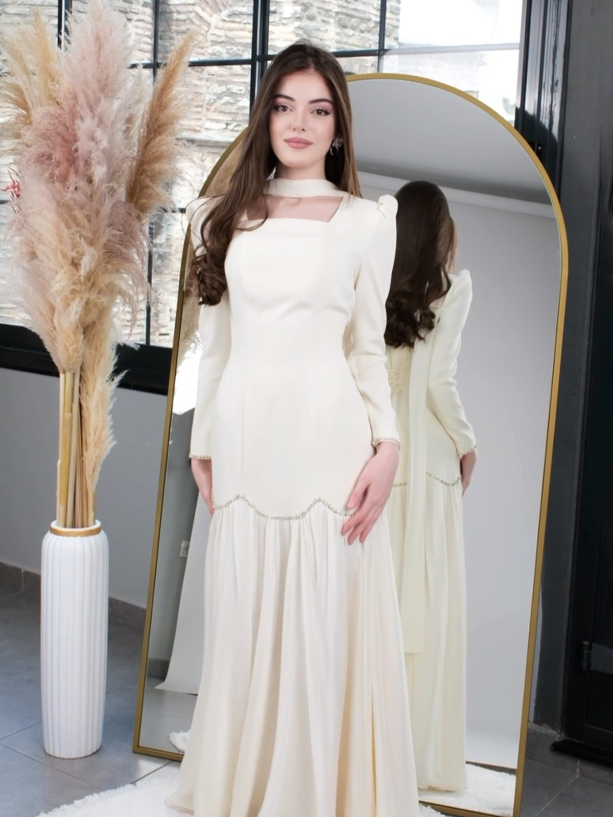 Light Luxury Women's Dress Spring New Item Handmade Diamond Inlaid Ribbon Design Long Sleeved Lady Slim Fit Dress - detail 4