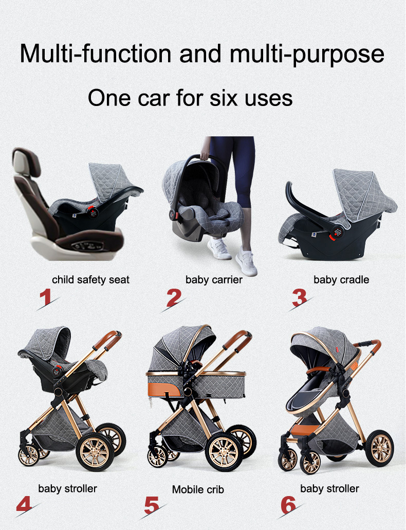 Luxury Portable Travel Pram 3 in 1Baby Stroller High Landscape Baby Pushchair Baby Travel Stroller Newborn Stroller - detail 6