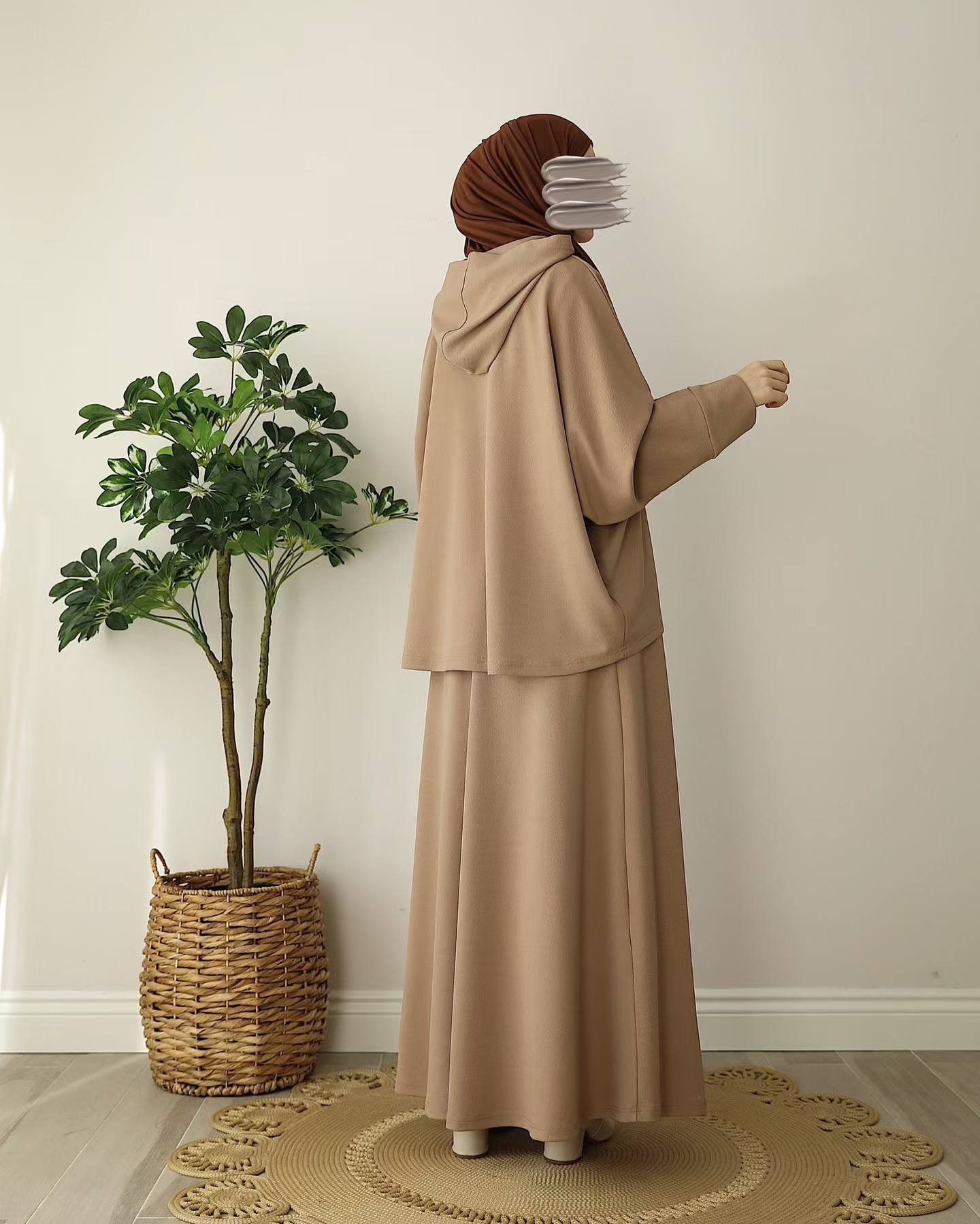 Muslim 2 Piece Set Women Hooded Top Skirt Suit Hoodie Ramadan Dubai Islam Casual Ensemble Arabic Long Skirts Outfits - detail 4