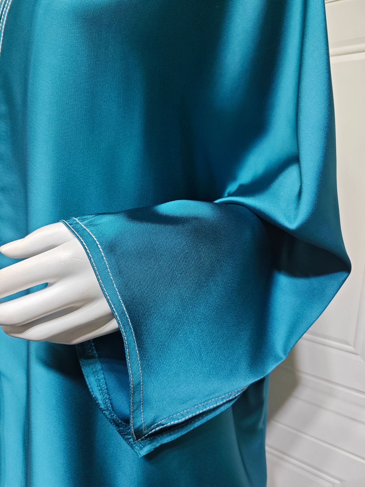 Luxury Elegant Eid Abaya Muslim Islamic Open Abaya Dubai Kaftan Maxi Robe Women Dress Satin Open Kimono - detail 7