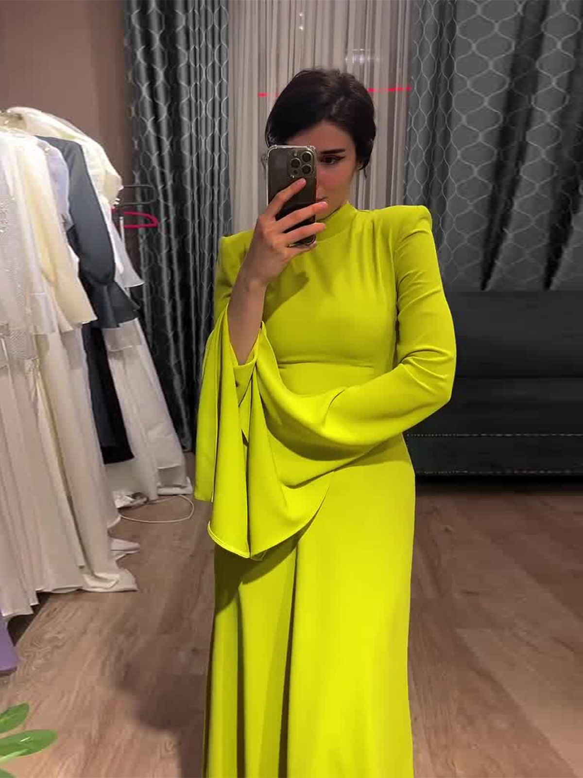 Latest Style Fashion Solid Color Party Evening Dress Women Spring Summer Ruffle Sleeves Elegant A-Line Maxi Dresses - detail 6