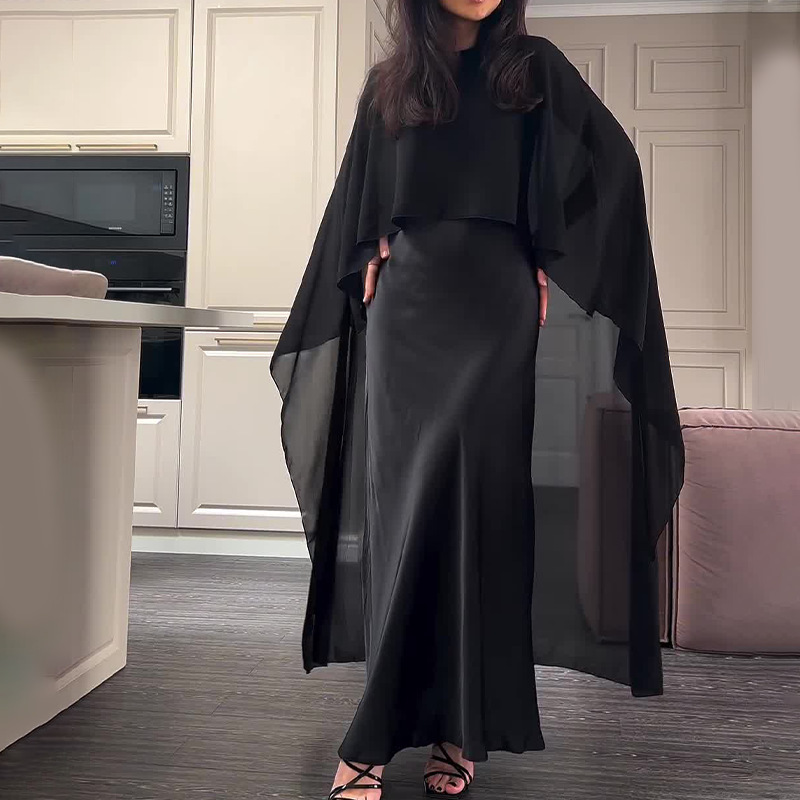 Two Piece Party Outfit Women O-Neck Bat Sleeve Tops Dresses Suits Solid Color Two Piece Set - detail 2