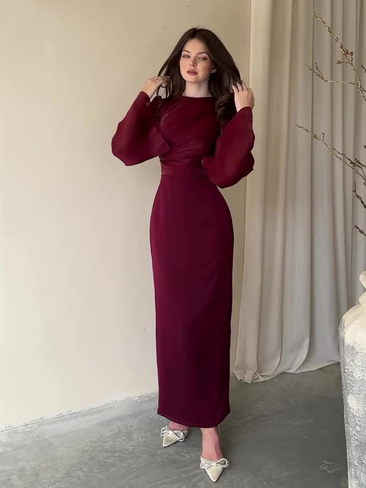 Muslim Silky Evening Dress Eid Ramadan Vestidos Arab Long Robe Kaftan Dubai Islam Women Party Dresses Abayas - detail 3