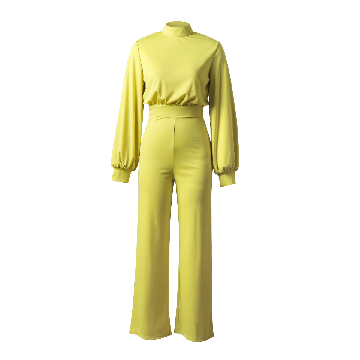 Sexy Bodysuit Women Jumpsuits Wide Leg Solid Color High Neck Long Sleeve Streetwear - detail 2