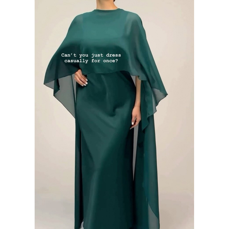 Two Piece Party Outfit Women O-Neck Bat Sleeve Tops Dresses Suits Solid Color Two Piece Set - detail 1